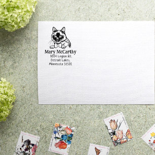 Siamese Cat Return Address  Rubber Stamp
