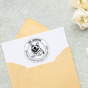 Siamese Cat Return Address  Rubber Stamp