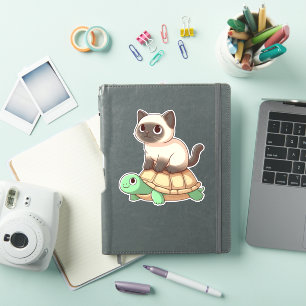 Siamese cat rides turtle Copy