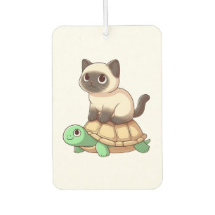Siamese cat rides turtle Copy Car Air Freshener