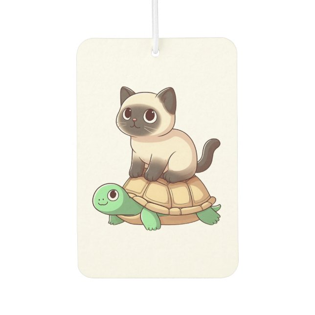 Siamese cat rides turtle Copy Car Air Freshener (Front)