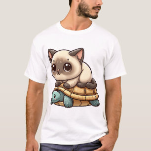 Siamese cat rides turtle T-Shirt