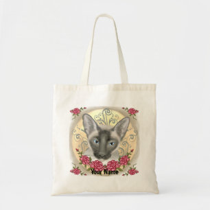 Siamese Cat Roses Tote Bag
