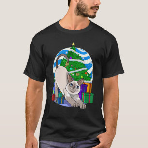 Siamese Cat Santa Christmas Tree Xmas Decor T-Shirt