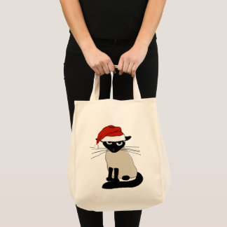 Siamese Cat Santa Funny Christmas Holiday Tote Bag