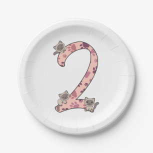 Siamese Cat Second Birthday For Kids Cats Paper Pl Plate