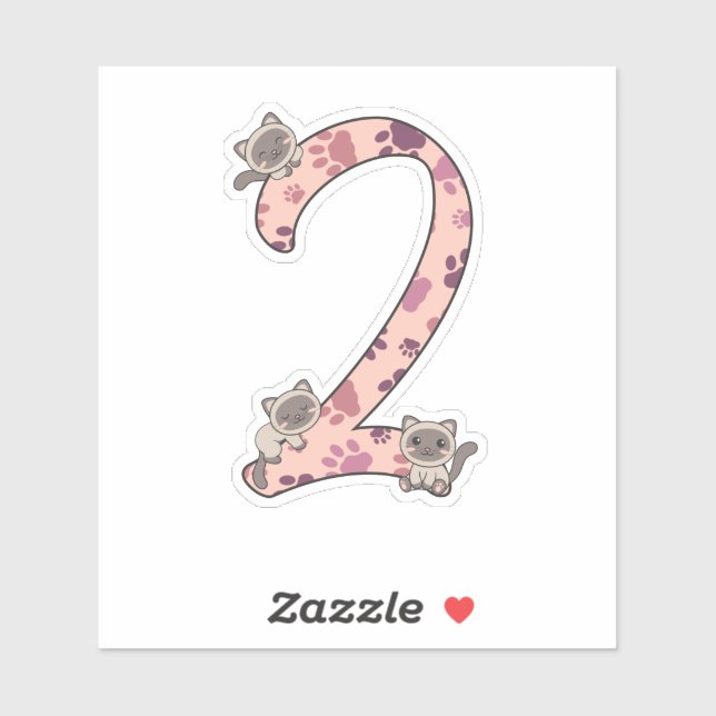 Siamese Cat Second Birthday For Kids Cats Sticker (Sheet)