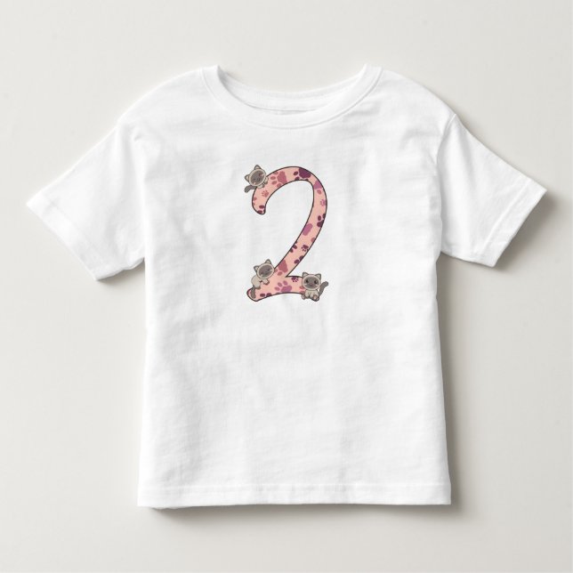 Siamese Cat Second Birthday For Kids Cats Toddler  T-Shirt (Front)