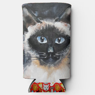 Siamese cat seltzer can cooler