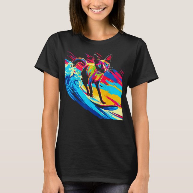 Siamese Cat Surf T-Shirt (Front)