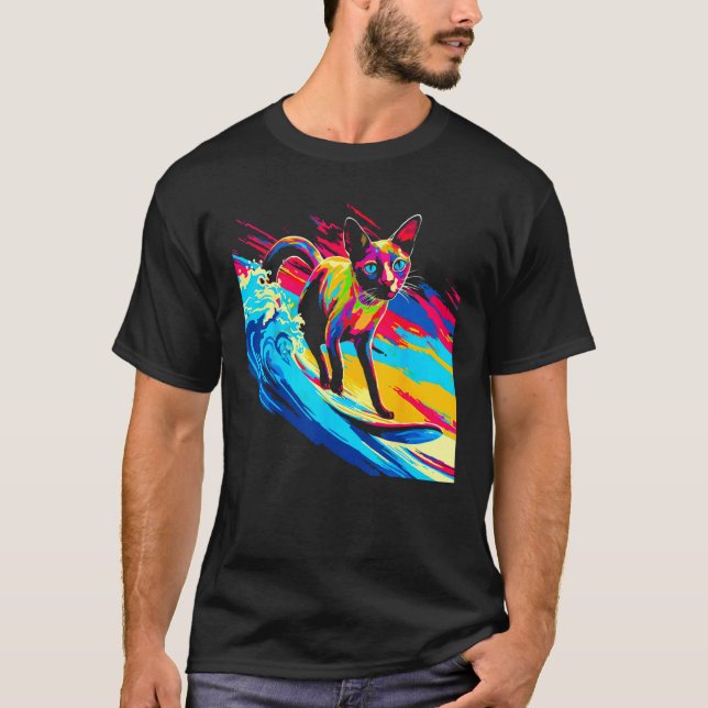 Siamese Cat Surf T-Shirt (Front)