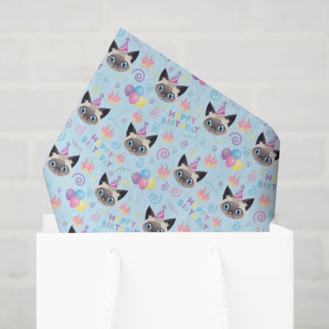 Siamese Cat Tissue Paper in Blue (Gift Bag)