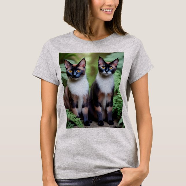 Siamese Cat Twins, Ladies Tshirt (Front)