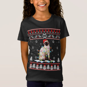 Siamese Cat Ugly Christmas Lights Funny Cat Lover  T-Shirt