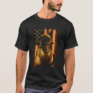 Siamese Cat US America Flag Men Women 4th of July T-Shirt