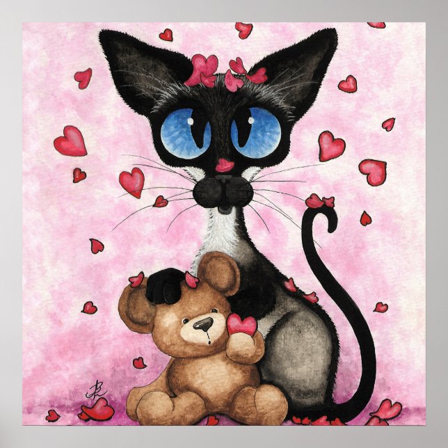 Siamese Cat Valentines Day by Bihrle Poster (Front)