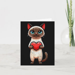Siamese Cat Valentines Heart Lover Funny Boys Girl Card
