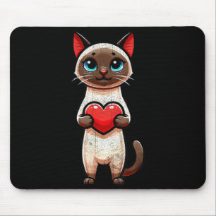 Siamese Cat Valentines Heart Lover Funny Boys Girl Mouse Pad