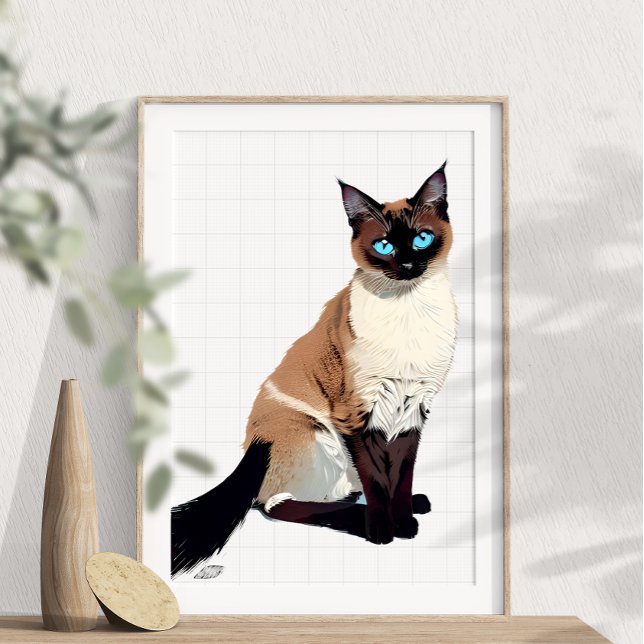 Siamese Cat Wall Art Electric Blue-Eyed Cat Lover (Creator Uploaded)