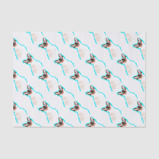 Siamese Cat Watercolor Art Tissue Paper (Front)