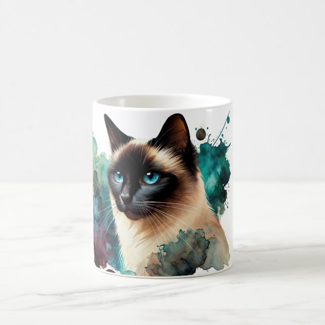 Siamese Cat Watercolor  Coffee Mug (Center)