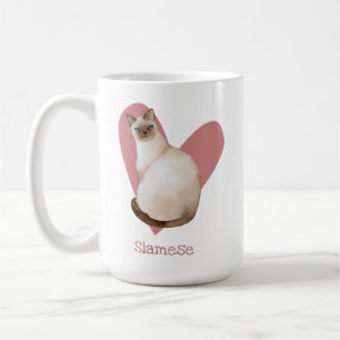 Siamese Cat Watercolor Kitty Pink Heart Coffee Mug