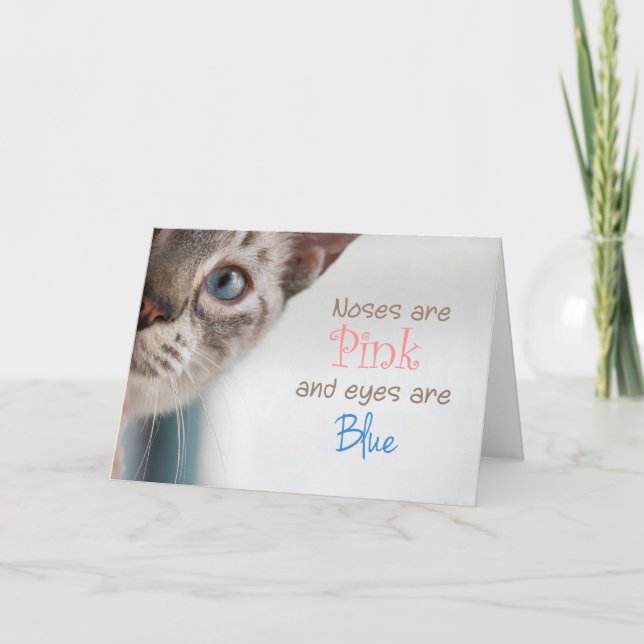 Siamese Cat with Blue Eyes Pink Nose Mother's Day Card (Front)