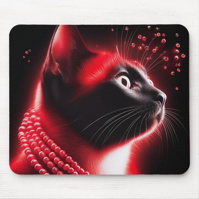 Siamese Cat With Jewelled Aura Of Rubies Mouse Pad (Front)