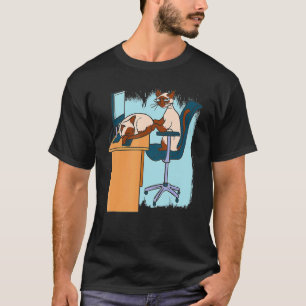 Siamese Cat Working Sleeping Computer Office T-Shirt