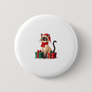 Siamese Cat Xmas Holiday Santa Siamese Cat Christm 6 Cm Round Badge