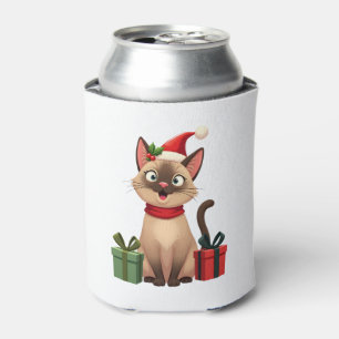 Siamese Cat Xmas Holiday Santa Siamese Cat Christm Can Cooler