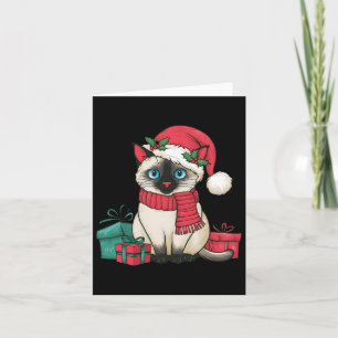 Siamese Cat Xmas Holiday Santa Siamese Cat Christm Card