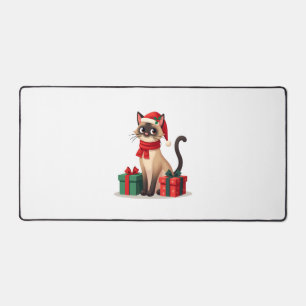 Siamese Cat Xmas Holiday Santa Siamese Cat Christm Desk Mat