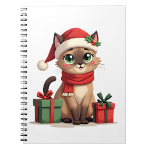 Siamese Cat Xmas Holiday Santa Siamese Cat Christm Notebook