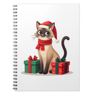 Siamese Cat Xmas Holiday Santa Siamese Cat Christm Notebook