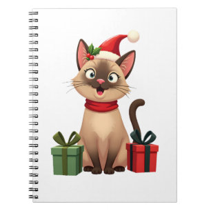 Siamese Cat Xmas Holiday Santa Siamese Cat Christm Notebook