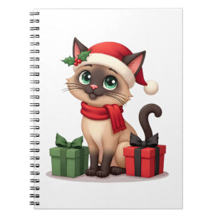 Siamese Cat Xmas Holiday Santa Siamese Cat Christm Notebook