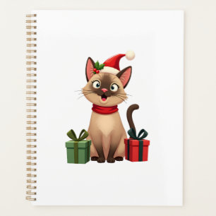 Siamese Cat Xmas Holiday Santa Siamese Cat Christm Planner