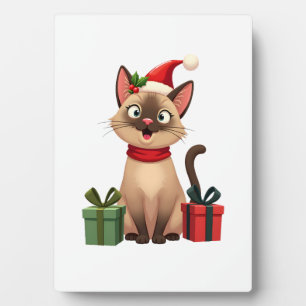 Siamese Cat Xmas Holiday Santa Siamese Cat Christm Plaque