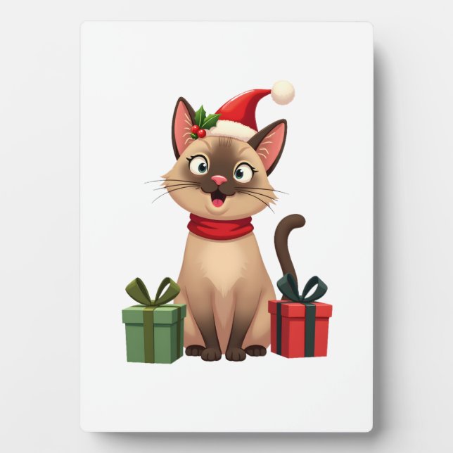 Siamese Cat Xmas Holiday Santa Siamese Cat Christm Plaque (Front)