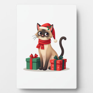 Siamese Cat Xmas Holiday Santa Siamese Cat Christm Plaque