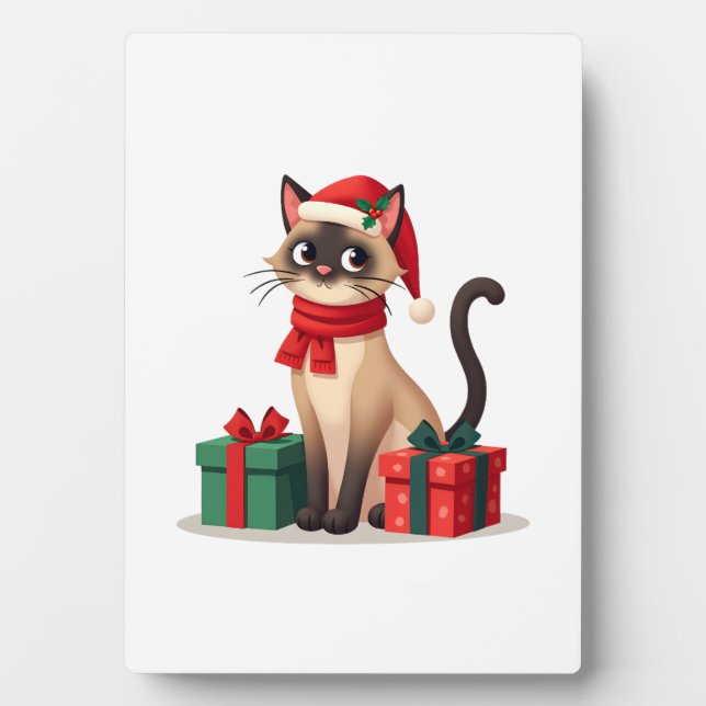 Siamese Cat Xmas Holiday Santa Siamese Cat Christm Plaque (Front)