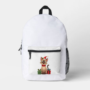 Siamese Cat Xmas Holiday Santa Siamese Cat Christm Printed Backpack