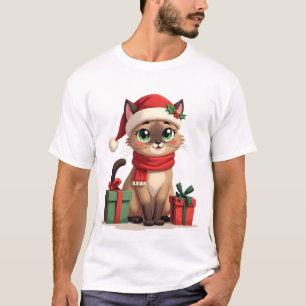Siamese Cat Xmas Holiday Santa Siamese Cat Christm T-Shirt