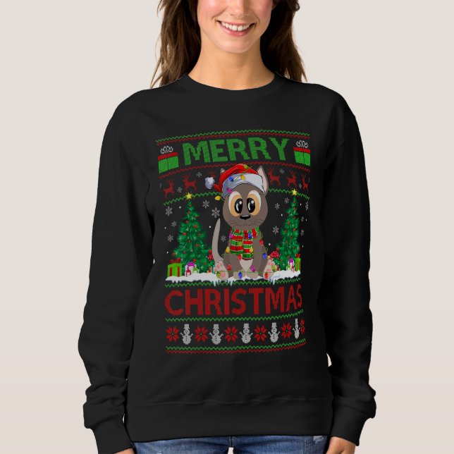 Siamese Cat   Xmas Tree Ugly Santa Siamese Cat Chr Sweatshirt (Front)