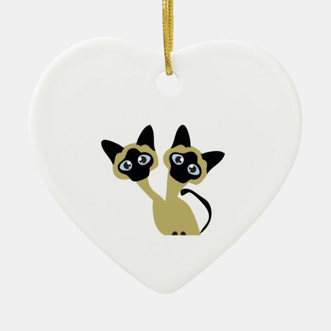 Siamese Cats Ceramic Tree Decoration (Front)