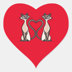 Siamese Cats Heart Heart Sticker