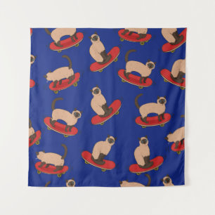 Siamese Cats Skateboards: Vintage Pattern Tapestry