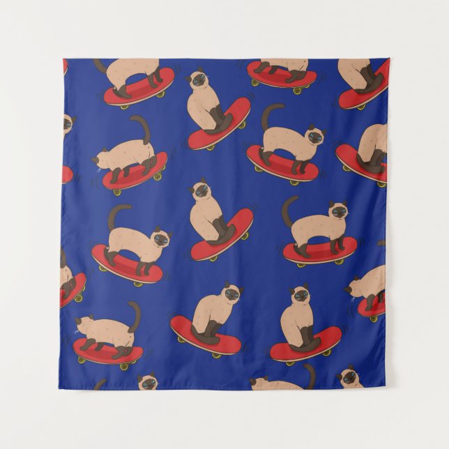 Siamese Cats Skateboards: Vintage Pattern Tapestry (Front)