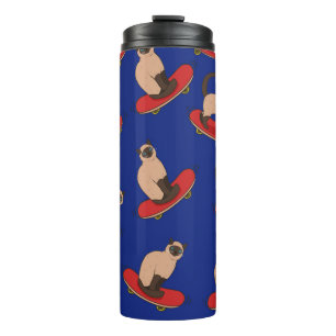 Siamese Cats Skateboards: Vintage Pattern Thermal Tumbler